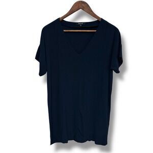 Madewell Women's Blouse top Navy V Neck Size‎ Small 21 x 33